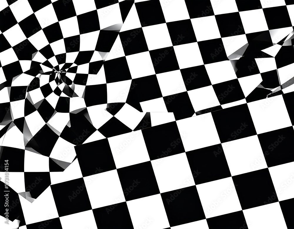 Fototapeta premium Abstract checkered pattern with distorted squares