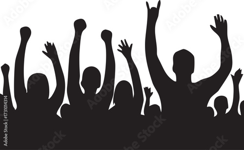Silhouette of a crowd cheering at a concert