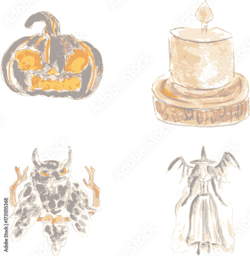 Halloween, mysticism, magic, horror. Watercolor illustration vector, hand drawn modern freehand new