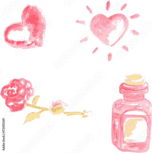 Heart, love, romance. Valentine's Day. Watercolor illustration vector, hand drawn modern freehand new