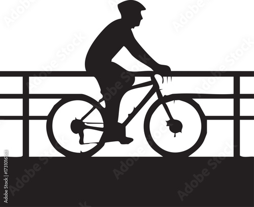 Silhouette of a cyclist on a bridge
