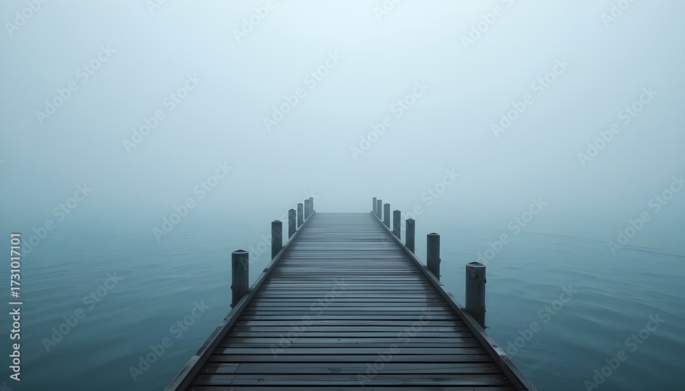 Obraz premium Minimal dock leading into hazy waters.