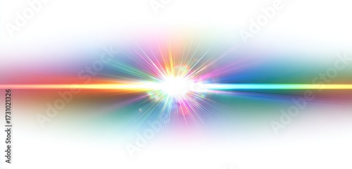 Colorful radiant burst with vibrant light rays and horizontal beams