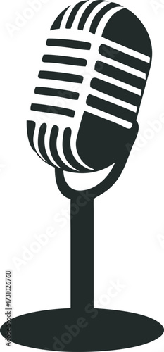 Classic vintage microphone icon for audio recording broadcasting and podcasting design elements