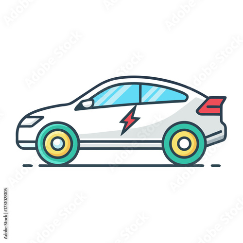 An electric car, an eco-friendly vehicle that epitomizes the future of sustainable transportation. The vibrant colors bring out the futuristic design. Generative AI