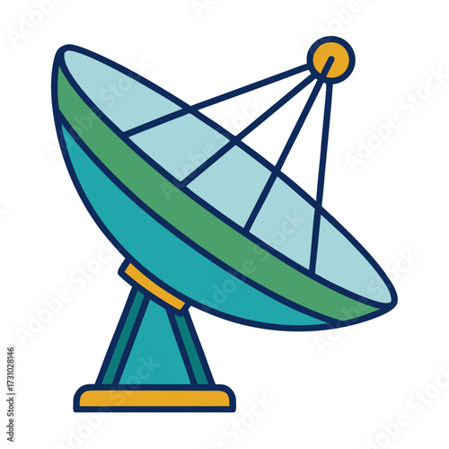An illustration of a modern satellite dish, depicted in a clean, technical style, ready to connect the world with information. Generative AI