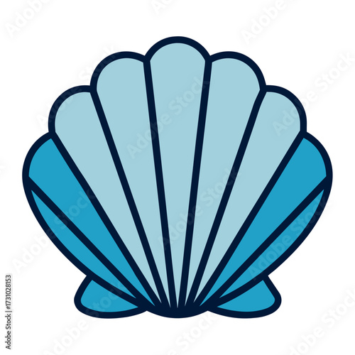 A meticulously crafted graphic illustration of a charming seashell, rendered in cool, ocean-inspired hues, epitomizes marine elegance and simplicity. Generative AI