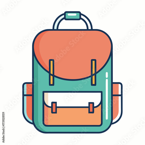 A vibrant, cartoon-style backpack, perfect for adventures. Showcasing bright colors and a playful design. Generative AI