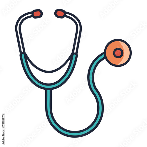 An illustrated stethoscope, a symbol of healthcare and wellness. Generative AI