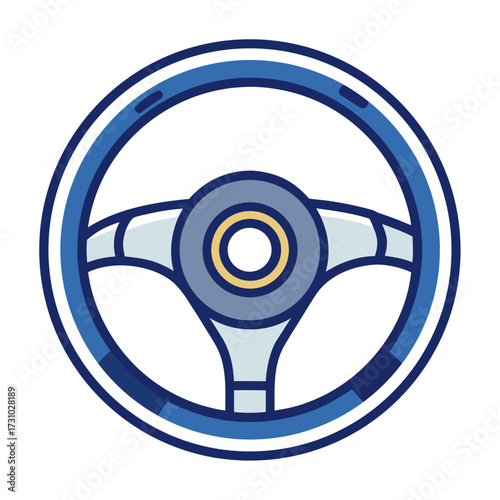 A clean and modern graphic of a steering wheel, a core component in transportation. The design uses a simple, elegant. Generative AI