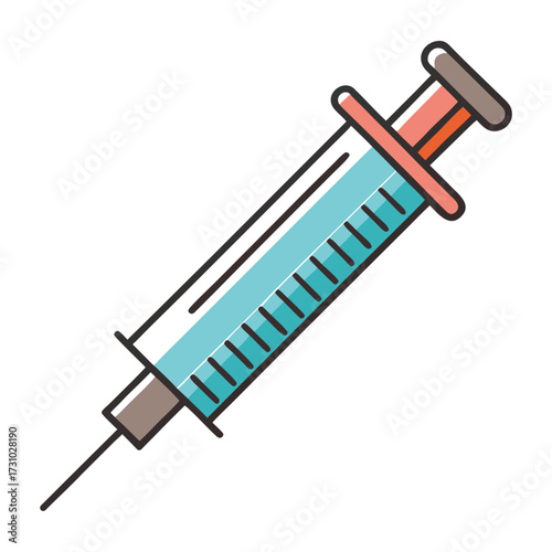 A close-up, stylized image of a medical syringe filled with a turquoise liquid, ready for injection, emphasizes health and medicine. Generative AI
