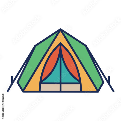 A colorful illustration of a camping tent, perfectly capturing the essence of outdoor adventure and the joy of exploration. Generative AI