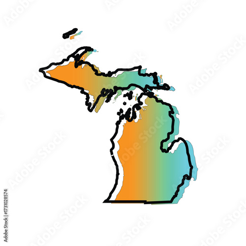 Michigan state map – gradient colors vector with outline