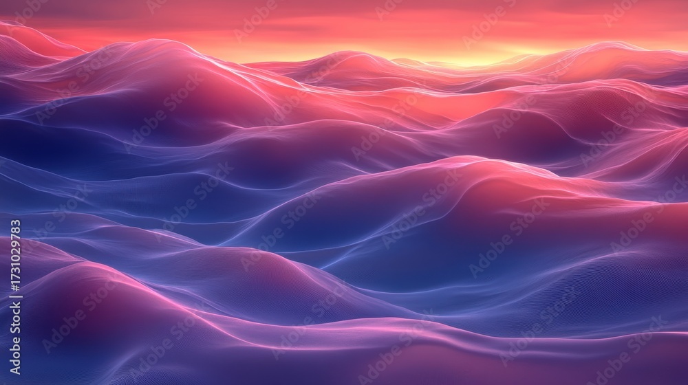 Obraz premium Surreal Waves in Vibrant Colors During Twilight at Ocean Horizon