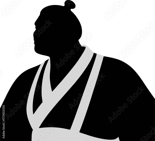Silhouette of a Sumo athlete ready to compete