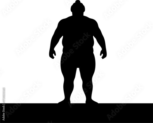 Silhouette of a Sumo athlete ready to compete
