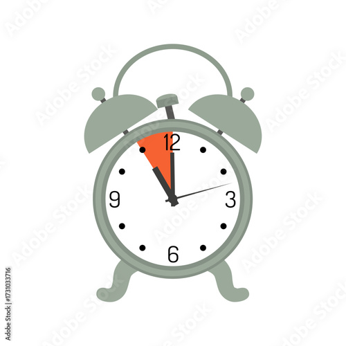 Retro alarm clock indicating 5 minutes to 12 o'clock, emphasizing urgency and the concept of time passing quickly