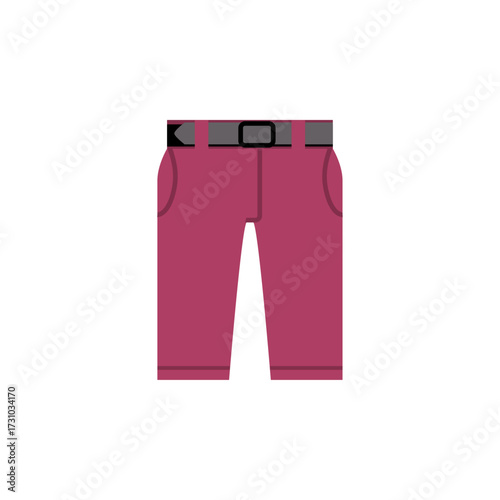 A Flat Design Illustration of a Pair of Casual Pink Pants with a Dark Belt, Suitable for Fashion or Clothing Concepts
