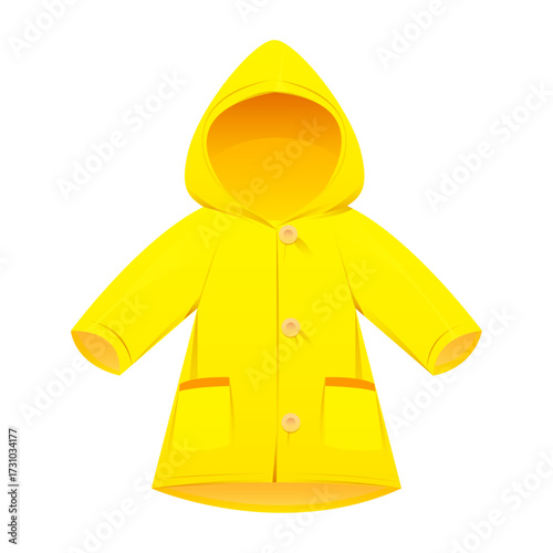Bright yellow hooded raincoat for children, perfect for rainy weather protection and outdoor adventures