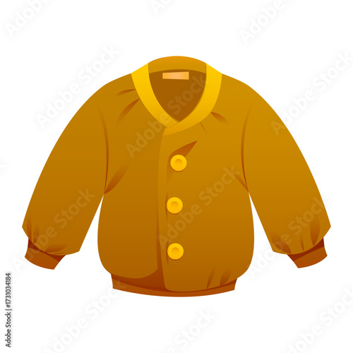 Cozy Brown Cardigan with Yellow Collar and Buttons for Children's Fashion and Style Illustration