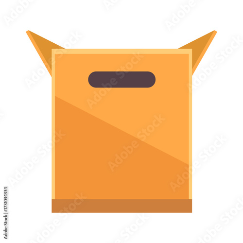 Open cardboard box illustration with handle, perfect for shipping, moving, storage, and packaging needs