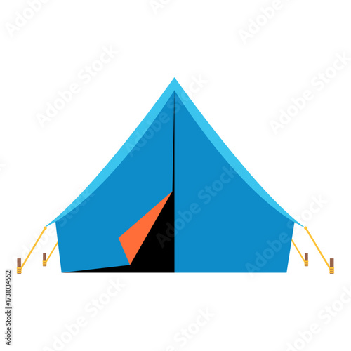 Bright blue tent with an orange opening, perfect for outdoor adventures and camping trips