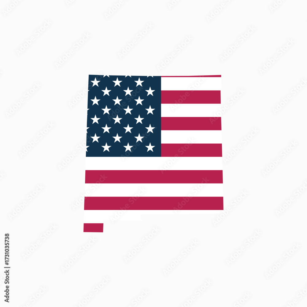 Fototapeta premium New Mexico USA Map Vector with American Flag, Blank State Outline, Editable EPS, Patriotic USA Graphic
