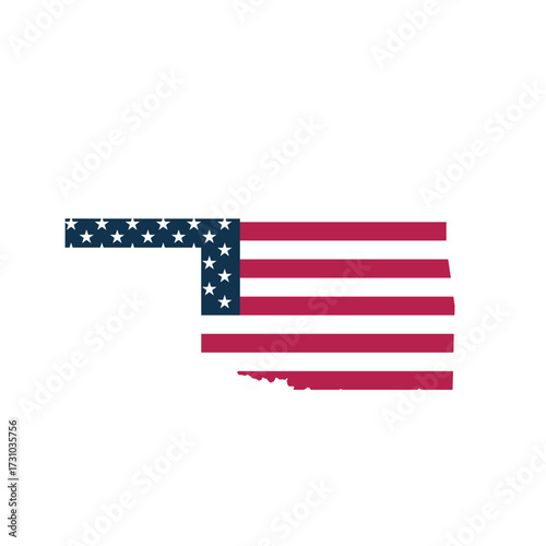 Oklahoma Map Vector with American Flag | Editable US State Outline | Patriotic USA Design EPS
