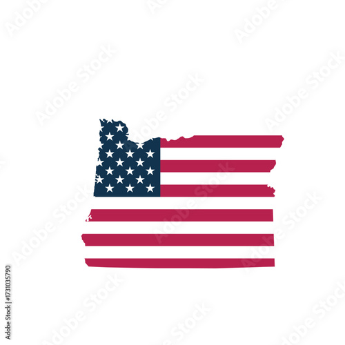 Oregon State Blank Map Vector with American Flag – Editable Template