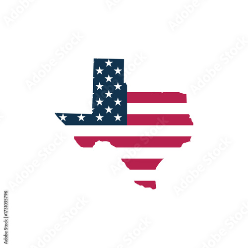 Texas State Blank Map Vector with American Flag – Editable Template