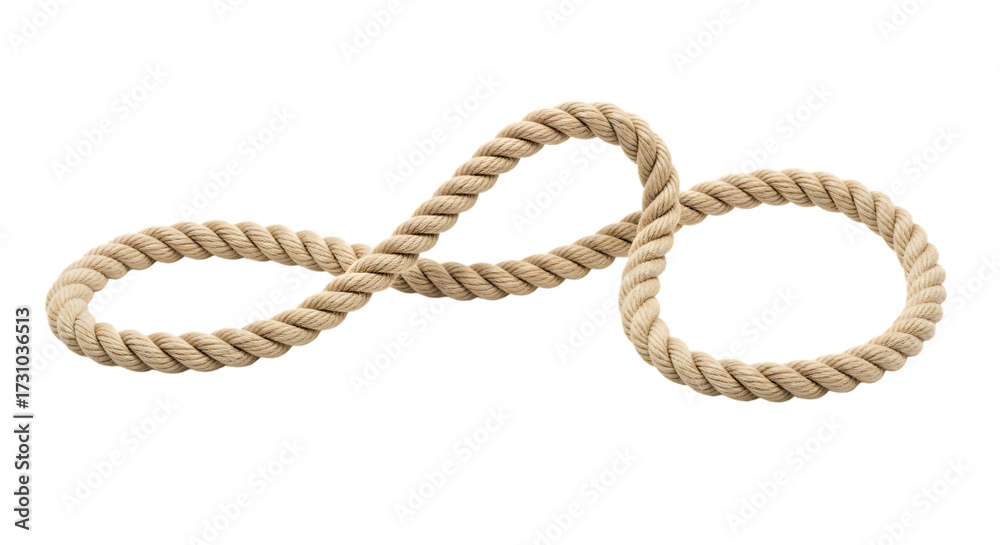 Obraz premium Thick rope forming an infinity symbol endless loop cutout PNG isolated on a transparent background