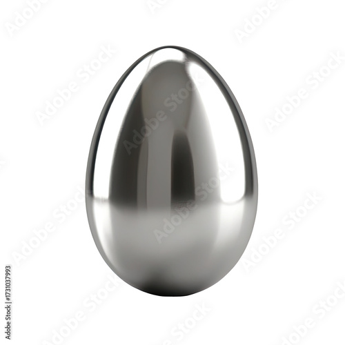 Shiny, metallic egg, reflecting light, isolated on black background