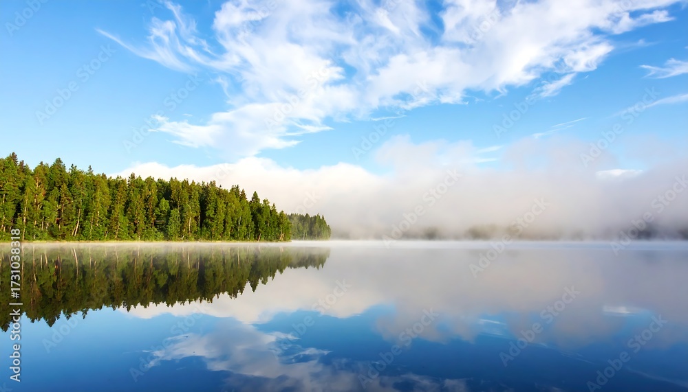 Fototapeta premium Misty lake sunrise