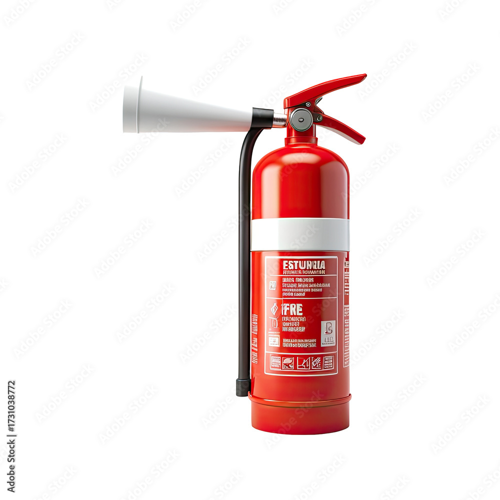 Obraz premium Red fire extinguisher, safety equipment, emergency preparedness device