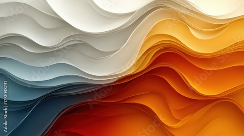 Abstract Waves in Warm and Cool Tones with Fluid Movement