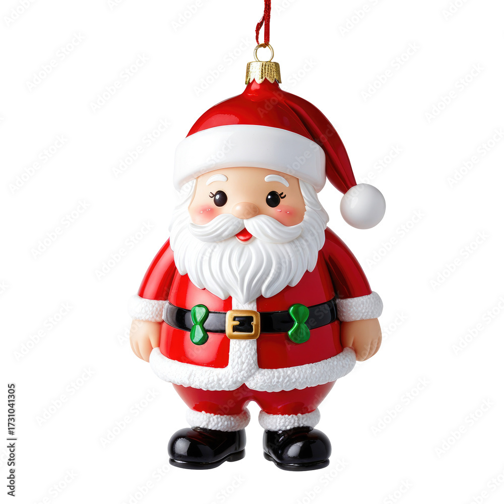 Fototapeta premium Festive Santa Claus ornament, red and white, detailed design, ready for Christmas