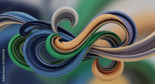 Abstract Flowing Ribbons and Swirls of Vibrant Colors Create Dynamic Visual Art