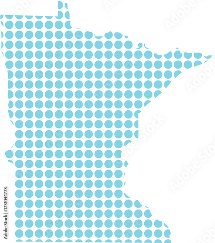 Minnesota State Map Vector Illustration – USA Outline Silhouette with Blue Circle Pattern on White Background