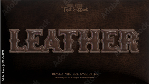 Leather textured text effect design with vintage style on dark brown background for creative projects and branding