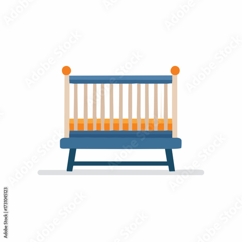 Illustration of a baby crib with simple design isolated on white background