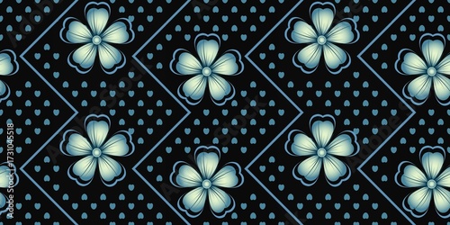 Colorful flowers as a seamless pattern. Multicolored background with flowers.
Seamless floral decor.