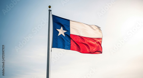 Free Download Texas Lone Star Flag Flying Proudly Against a Clear Blue Sky on a Sunny Day - GFXLoad