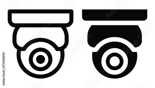 Black and White Security Camera Icons for Protection and Surveillance Use