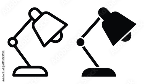 Black and White Desk Lamp Design Illustrations for Modern Interior Spaces