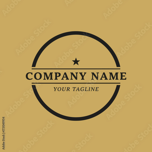 Elegant Golden and Black Minimalist Company Logo Design with Star Icon and Tagline on Solid Background, Flat Vector Elements, Vector Illustration, Simple Vector, Stylized Vector Drawing, Vector