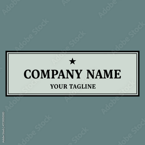 Elegant Company Sign Template with Star Icon and Tagline on Teal Background, Flat Vector Elements, Vector Illustration, Simple Vector, Stylized Vector Drawing, Vector Template, Clean Vector Style,