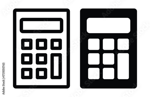 Black and White Calculator Icons for Business and Financial Design Use