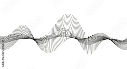 Abstract waveform graphic on a white background.