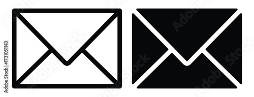Black and White Envelopes Simple Line Icons for Messaging and Communication