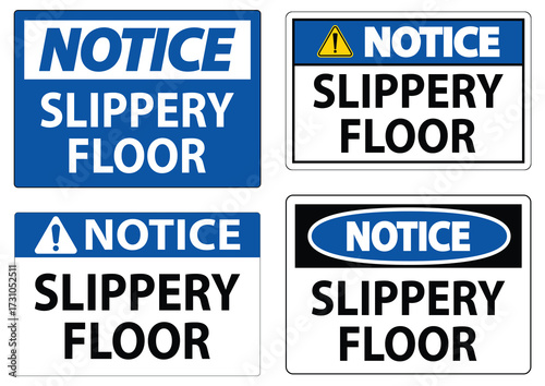Safety Signs Warning About Slippery Floor Hazards for Workplace Environments